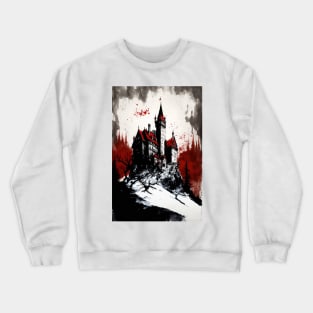 Ink Painting of A Castle On A Hill Crewneck Sweatshirt
